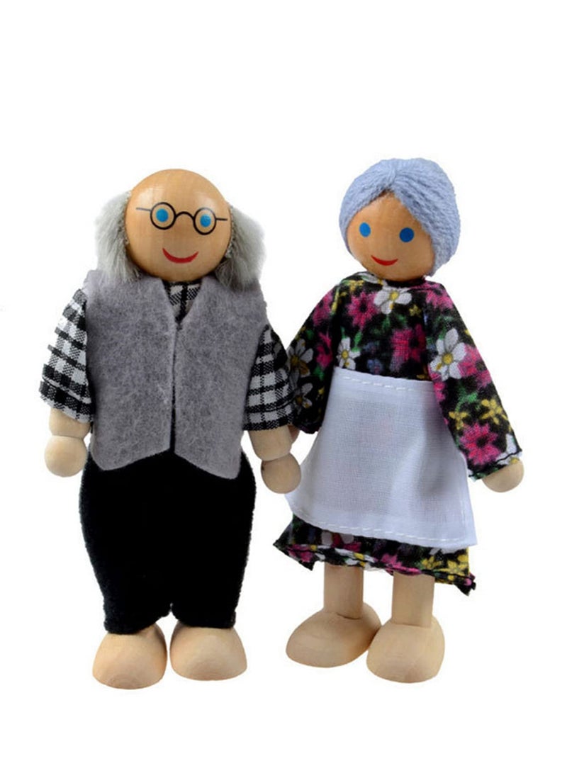 7pcs Funny Gadgets Wooden Dollhouse Family Miniature 7 People Set Toy for Kids Children Home Decoration Dressed Characters Pretend Play Gift - Image 4