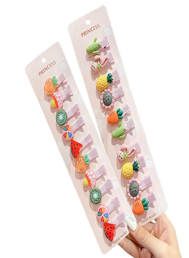 SYGA Hair Clips for Girls Duckbill Hairpins with Carrot, Pineapple, Rabbit, Mushroom, Watermelon Patterns Perfect Hair Accessories for All Hair Types - Pack of 2, Multicolor - Image 1