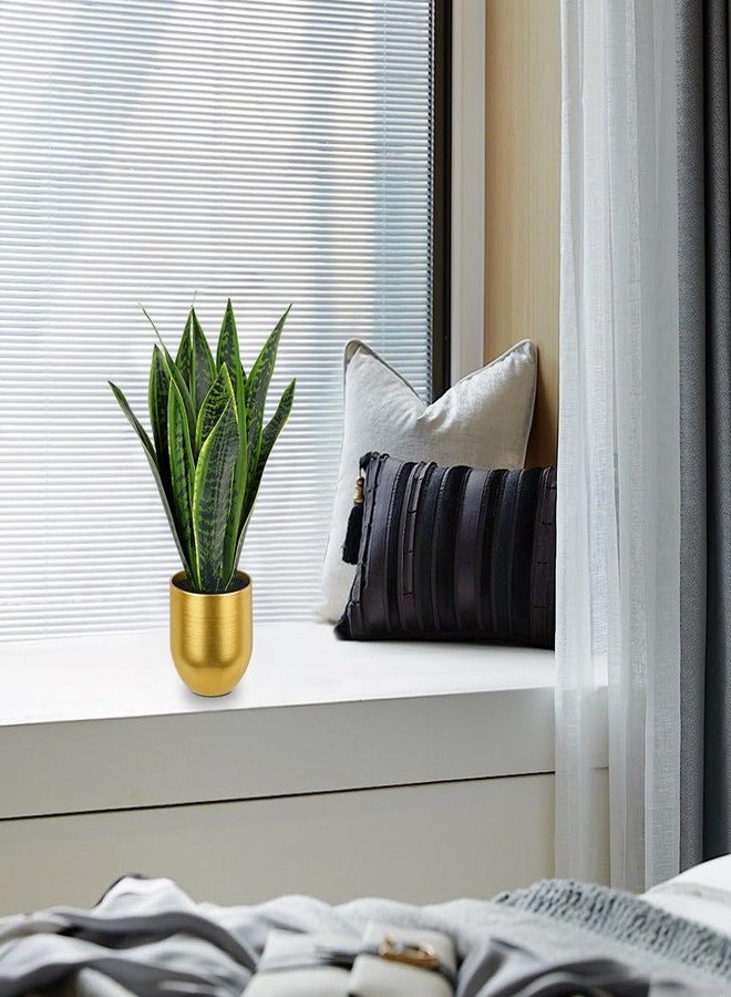 Briful Fake Plants 17" Artificial Snake Plant Faux Plants in Gold Pot Tropical Sansevieria Silk Plant Fake Potted Plants Indoor for Home Living Room Bathroom Office Housewarming Gift Decor - Image 5