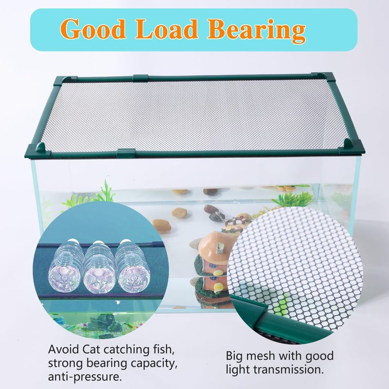 Maguesh Magnetic Fish Tank Cover Green Frame Black Net, DIY Fish Tank Lid Aquarium LId for Preventing Fish from Jumping Out and Reptile Escaping Adjustable Size Fit Tank Size Max 35''X19''(100x50CM) - Image 3