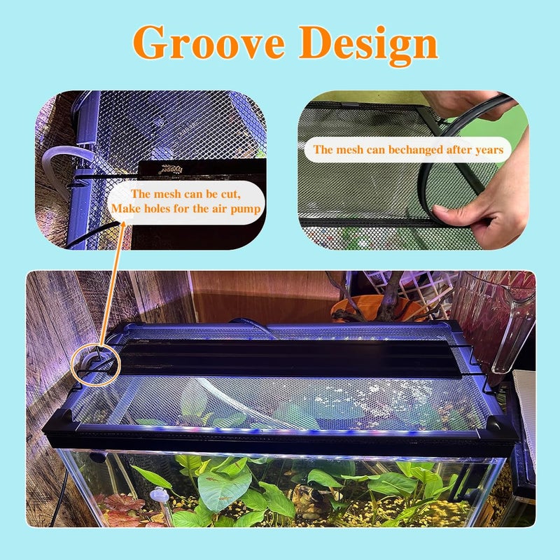 Maguesh Magnetic Fish Tank Cover Green Frame Black Net, DIY Fish Tank Lid Aquarium LId for Preventing Fish from Jumping Out and Reptile Escaping Adjustable Size Fit Tank Size Max 35''X19''(100x50CM) - Image 4