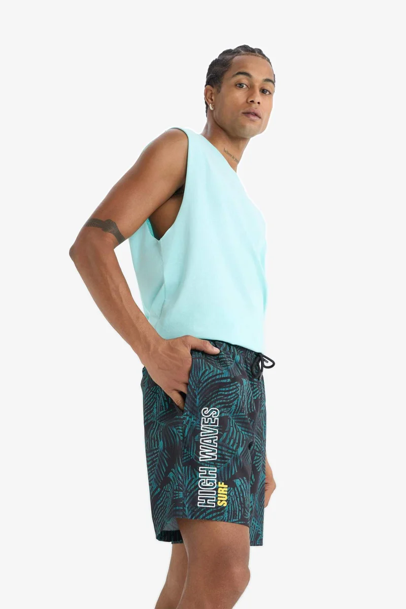 ديفاكتو DeFactoFit Regular Fit Printed Flexible Textured Sports Swim Shorts