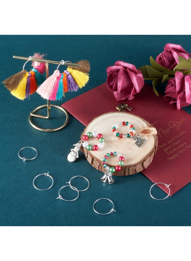 Wine Glass Charm Rings Beading Hoop Earring for Wedding Party Decorations Jewelry Making  - Image 4