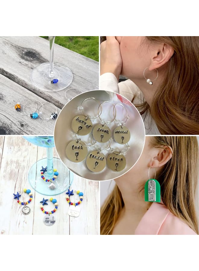 Wine Glass Charm Rings Beading Hoop Earring for Wedding Party Decorations Jewelry Making  - Image 3