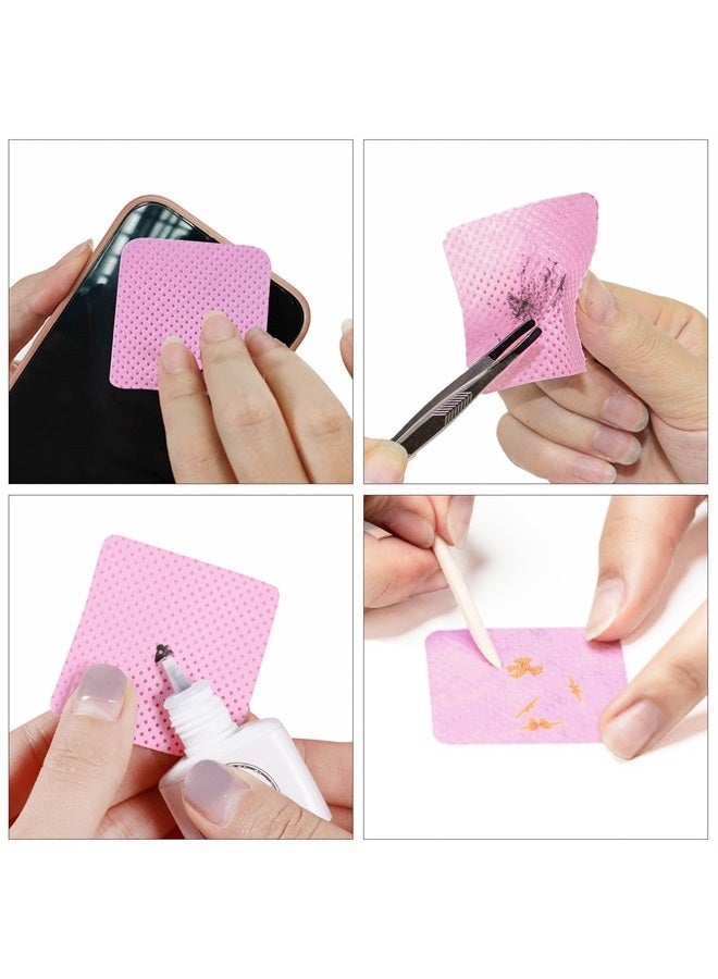 Bcowos 1080PCS Lint Free Nail Wipes Pink, Glue Wipes Lash Extensions - Soft Nail Polish Remover Pads, Non-Woven Nail Polish Remover Wipes - Lint Free Wipes For Nails, Eyelash Extensions, Lash Glue - Image 2
