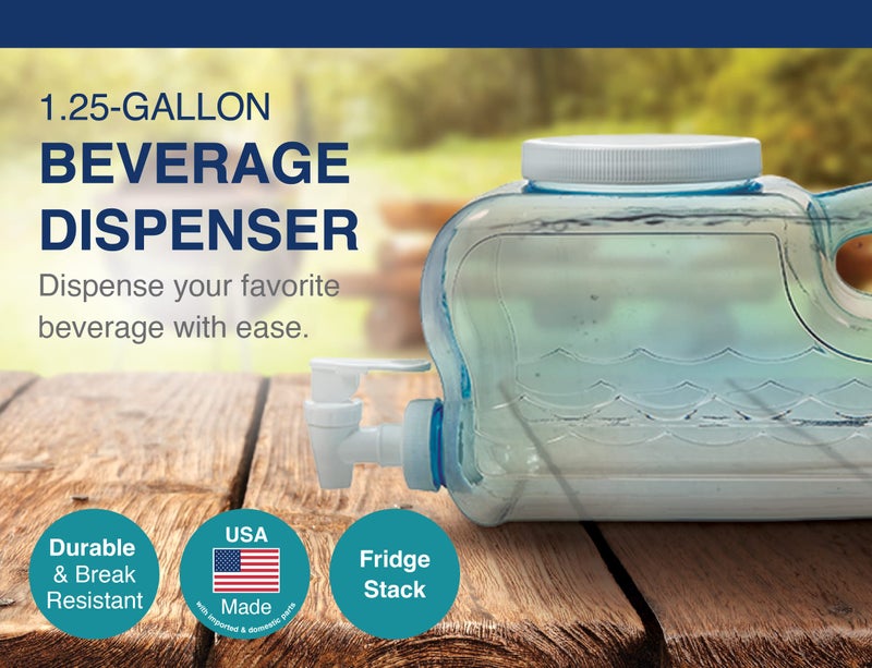 Arrow Home Products Fridge-Stack Drink Dispenser for Fridge, 5 Quart / 1.25 Gallons - Plastic Beverage Dispenser w/ Spigot for Easy Dispensing - BPA Free Plastic - Convenient Handle, Easy-Pour Spout - Image 2