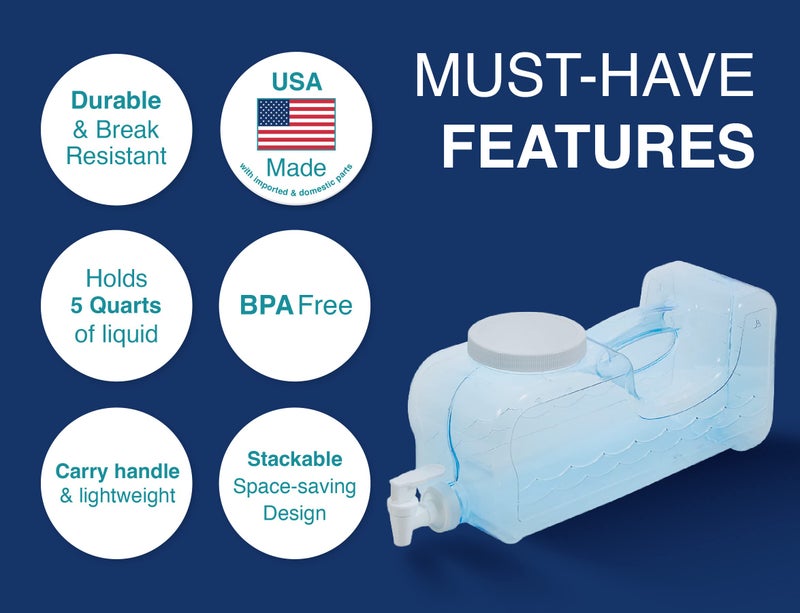 Arrow Home Products Fridge-Stack Drink Dispenser for Fridge, 5 Quart / 1.25 Gallons - Plastic Beverage Dispenser w/ Spigot for Easy Dispensing - BPA Free Plastic - Convenient Handle, Easy-Pour Spout - Image 3