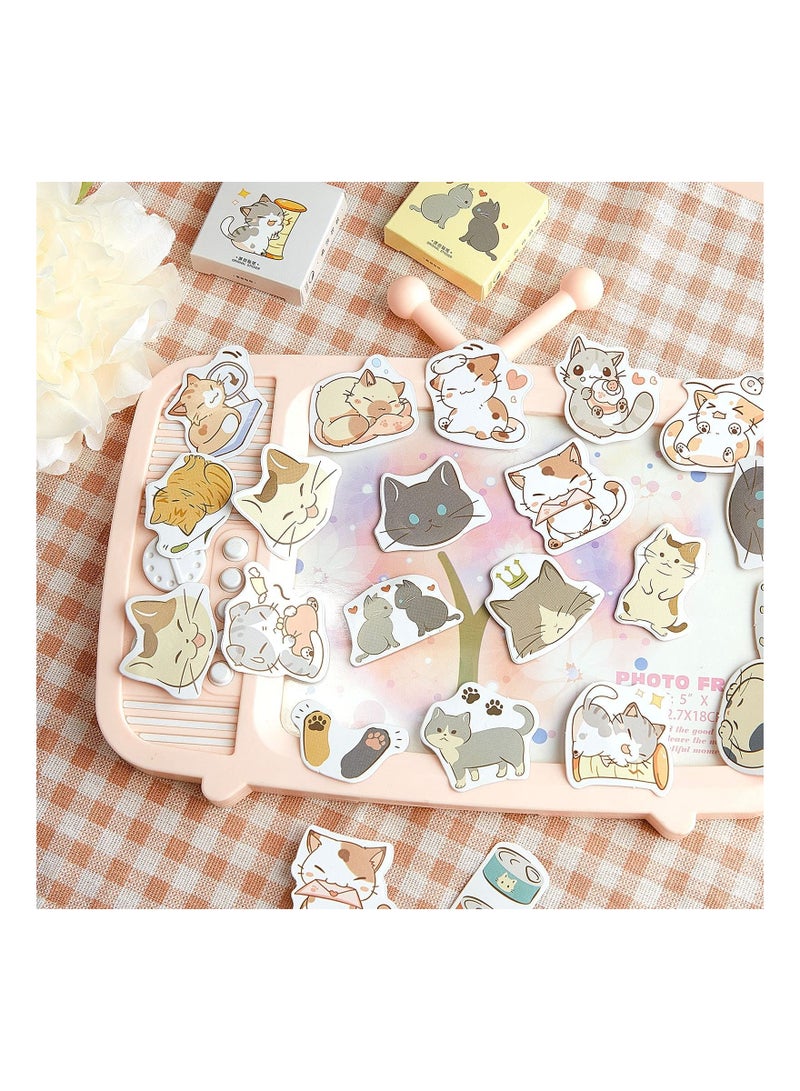 Excefore Cat Theme Stickers, 2 Boxes/ 90 PiecesDecoration Cute Cats Stickers, Self-Adhesive Scrapbooking Stickers for Laptop Planners Scrapbook Suitcase Diary Notebooks Album  - Image 4