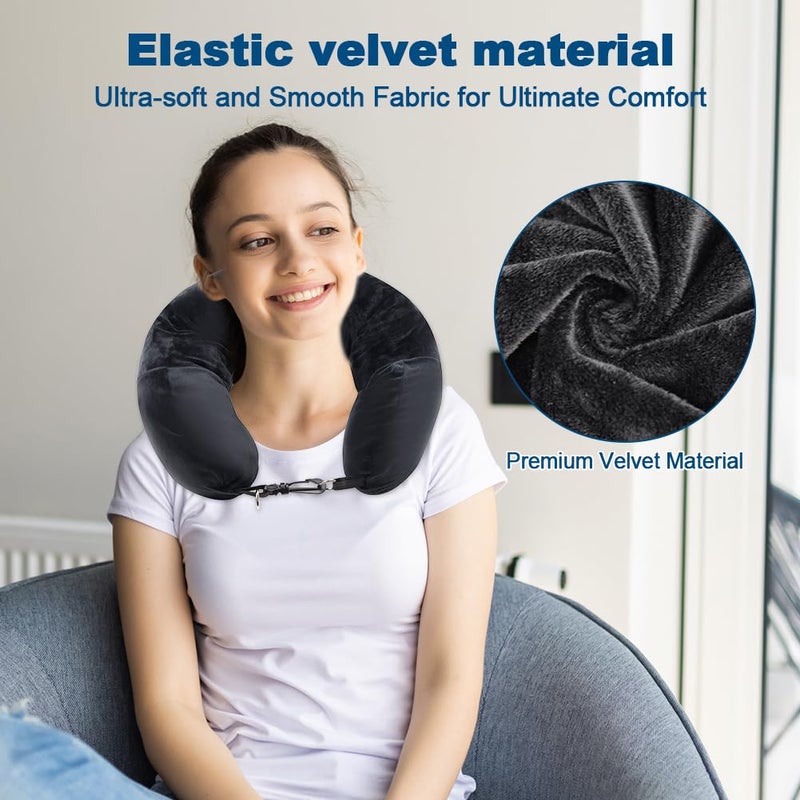 Abnaok Abnaok Travel Neck Pillow Stuffable with Clothes, Stuffable Neck Pillow for Travel, Fillable Travel Pillow Storage Bag, Soft Velvet Neck Pillow Case Cover, Packable for Airplane Travel Essentials  - Image 4