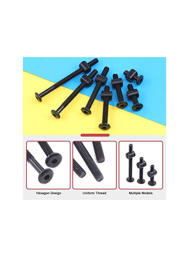 Hilitchi M6 140Pcs Black Hex Socket Head Screws Bolts Barrel Nuts Hardware Assortment Kit for Crib Baby Bed Furniture Cots and Chairs (20-80mm Assortment Kit) - Image 4