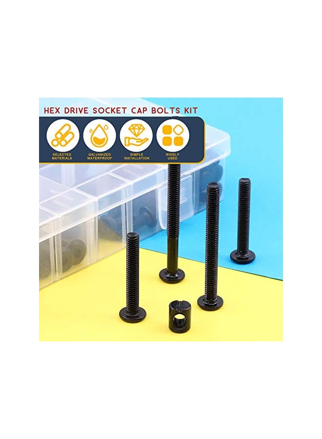 Hilitchi M6 140Pcs Black Hex Socket Head Screws Bolts Barrel Nuts Hardware Assortment Kit for Crib Baby Bed Furniture Cots and Chairs (20-80mm Assortment Kit) - Image 3