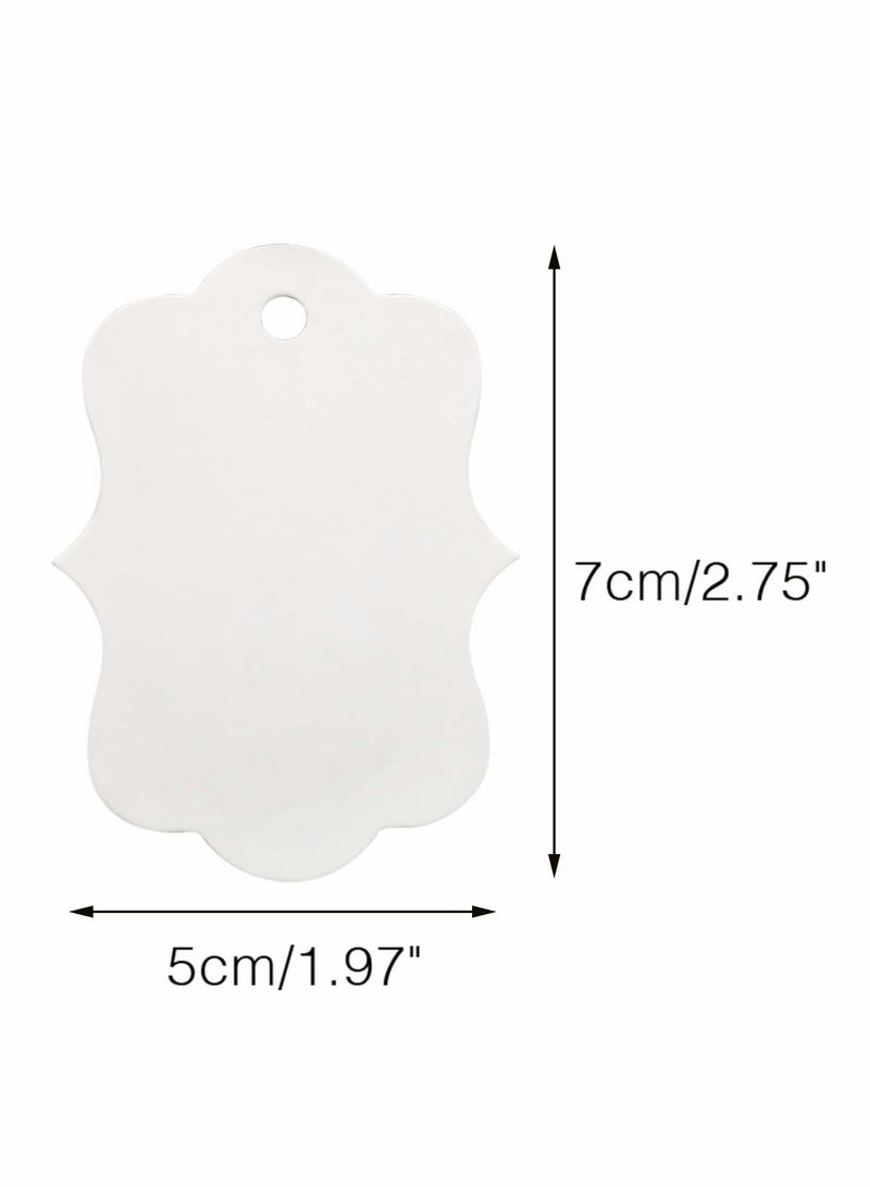 Barakah White Paper Blank Gift Tags Double Sided Blank Favor Tags with Twine Personalized Price Waved Craft Hang Tags for Gift Wrapping Wedding,Birthday Party 200Pcs - Image 5