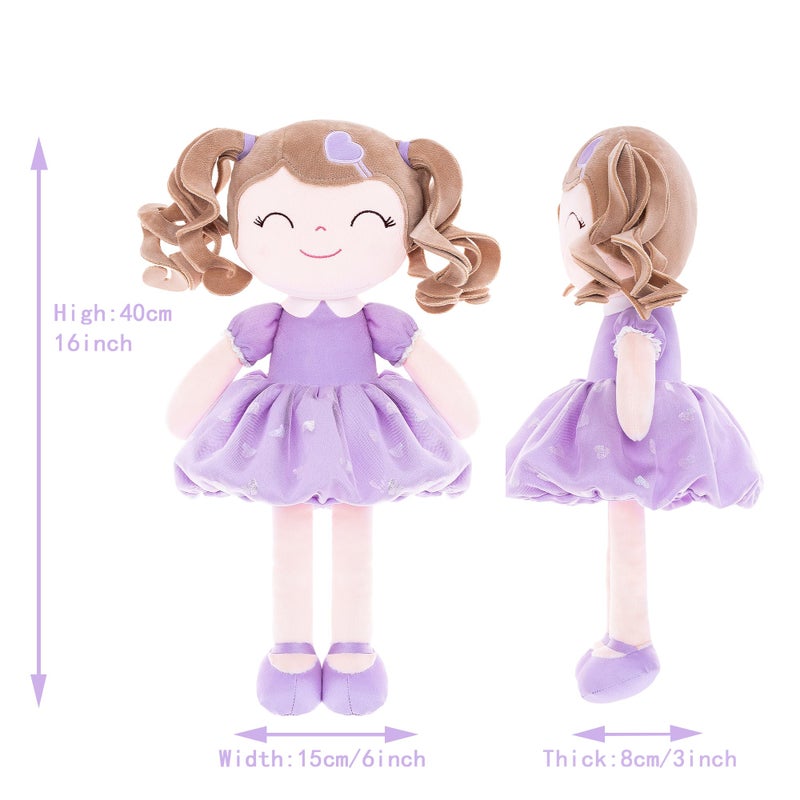 Gloveleya Baby Doll Gifts Plush Curly Girl Toys with Love 16" Rose - Image 3