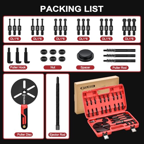 Tolneek 33-in-1 Bearing Puller Kit, Upgraded Heavy-Duty Wheel Bearing Removal Tool & Blind Hole Puller Set with Non-Slip Handle for Automotive, Industrial, Farm Use, Includes Portable Case (33in1-puller) - Image 3
