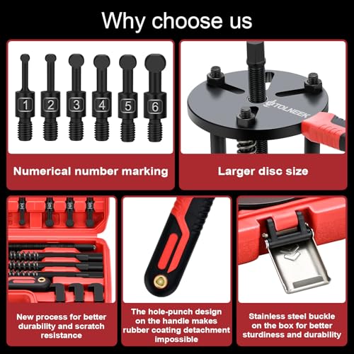 Tolneek 33-in-1 Bearing Puller Kit, Upgraded Heavy-Duty Wheel Bearing Removal Tool & Blind Hole Puller Set with Non-Slip Handle for Automotive, Industrial, Farm Use, Includes Portable Case (33in1-puller) - Image 4