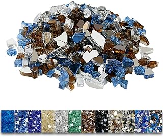 Grisun Fire Glass Mixed Color for Fire Pit, 1/2 Inch 9.5 Pounds Reflective Tempered Glass Rocks for Natural or Propane - Image 1