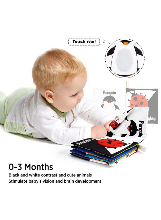 beiens Soft Baby Books, High Contrast Black and White Books NonToxic Fabric Touch and Feel Crinkle Cloth Books Early Educational Stimulation Toys for Infants Toddlers, Baby Girl & Baby Boy Gift Animal - Image 2