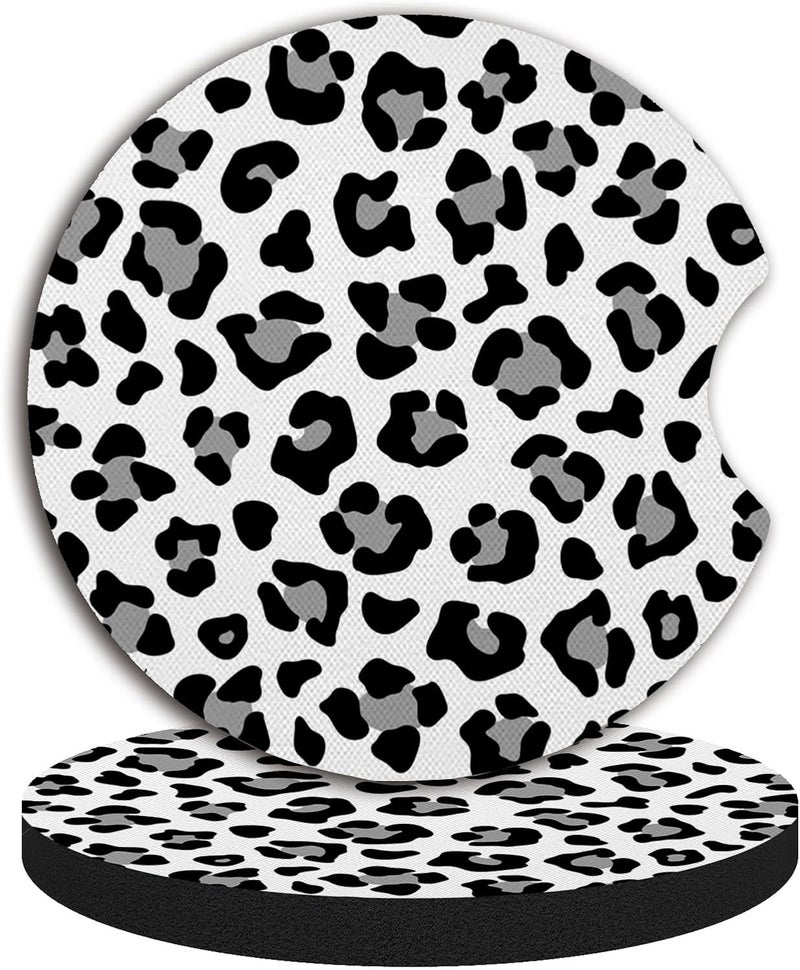 Adastrah Leopard Print Car Coasters,Cute Car Assecories for Women,Universal Auto Anti Slip Insert Coaster, Rubber Car Coasters with A Finger Notch,Pack of 2 Drink Cup Holder Coasters - Image 5