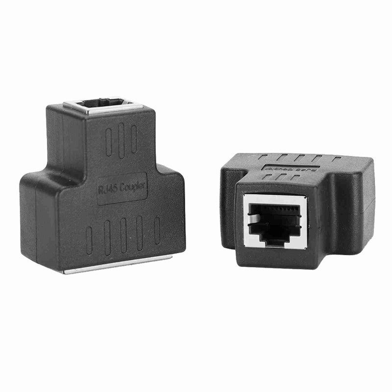 واجهة أنثوية RJ45 1 مدخل و2 مداخل، 2 قطع من محول كابل إيثرنت، مدود كابل موصل LAN، مقسم كابل توسيع للأسلاك الإنترنتية - Image 1