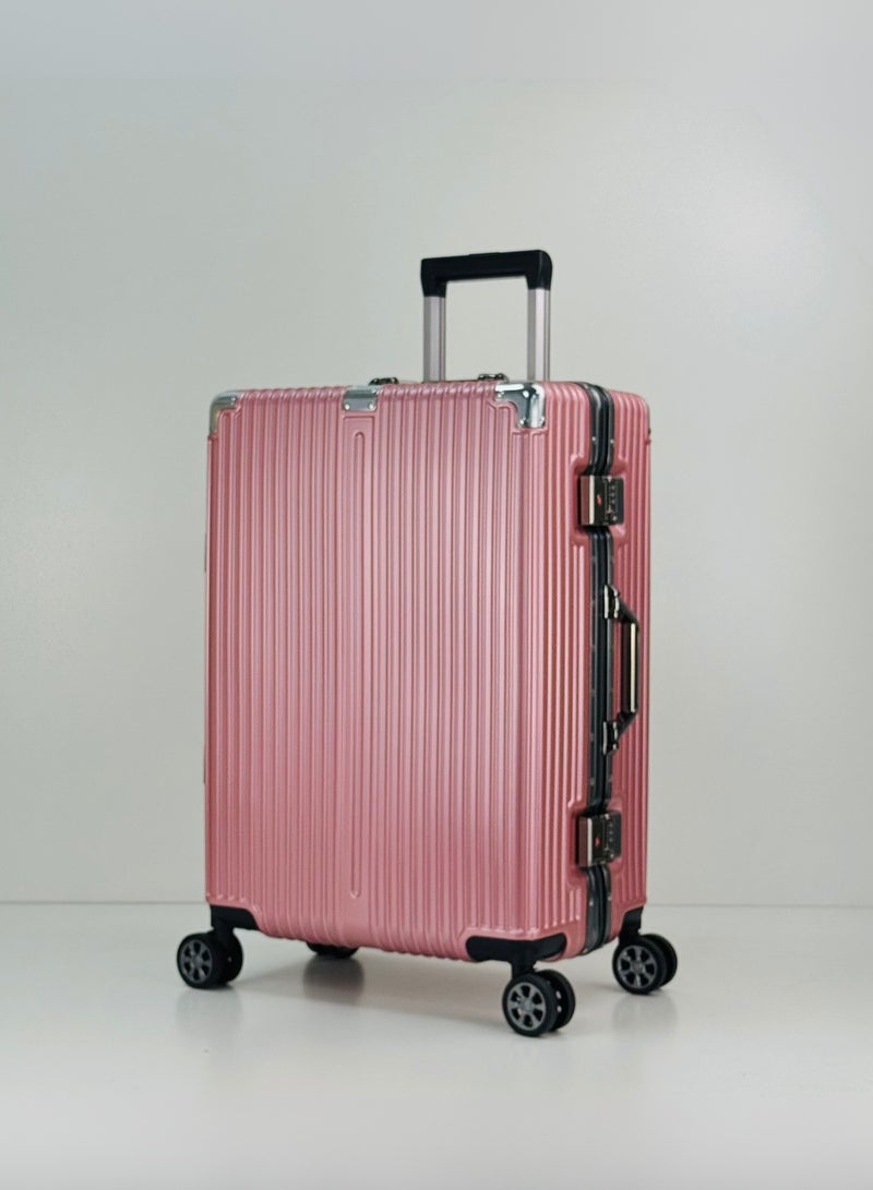 SAW & SEE Light Weight Polycarbonate Aluminum Frame Fashion Trolley Luggage Set of 3-piece Strong Hard Suit Case with Dual Strong TSA approved Lock and 4 Quite 360° Double Spinner wheels Suitcase set (Carry-on Luggage, Medium Checked Luggage and Large Checked Luggage (20-Inch/24-Inch/28-Inch)(12KG/25KG/35KG) - ROSE GOLD - Image 3