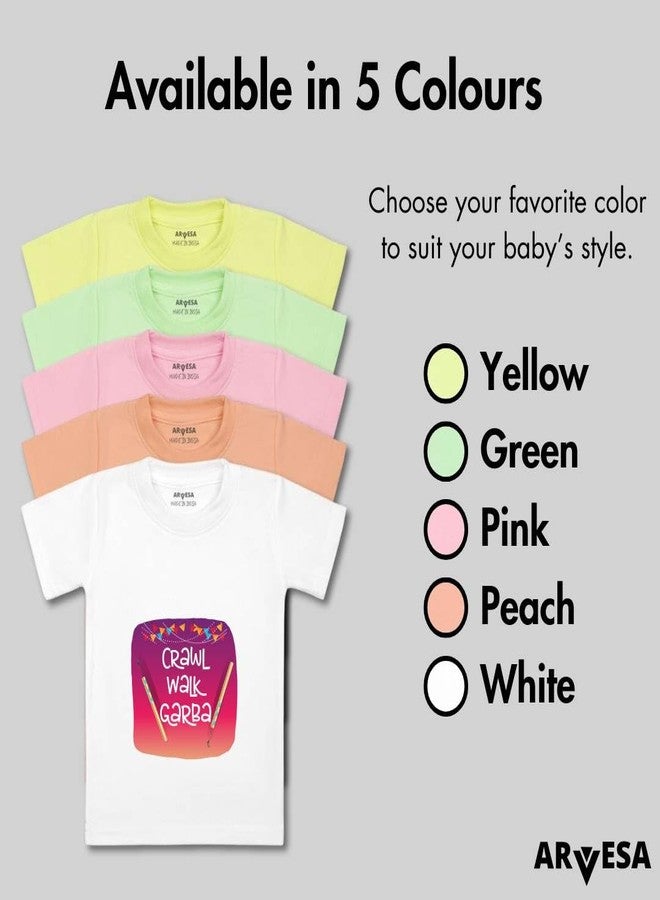 ARVESA Crawl Walk Garba TS-1090 Navratri Baby Tshirt for Kids Boys & Girls Half Sleeves Round Neck Clothes Tshirt for Kids Boys 1 Months to 6 Years Dress Yellow - Image 4