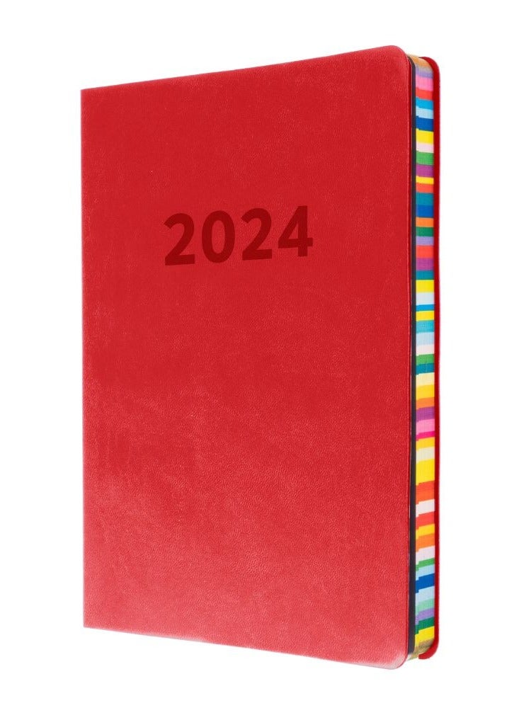 Collins Collins Edge Rainbow 2024 Diary A5 Week to View Planner - Lifestyle Planner and Organiser for Office, Work, Personal and Home - January to December 2024 Diary - Weekly - Red  - Image 1