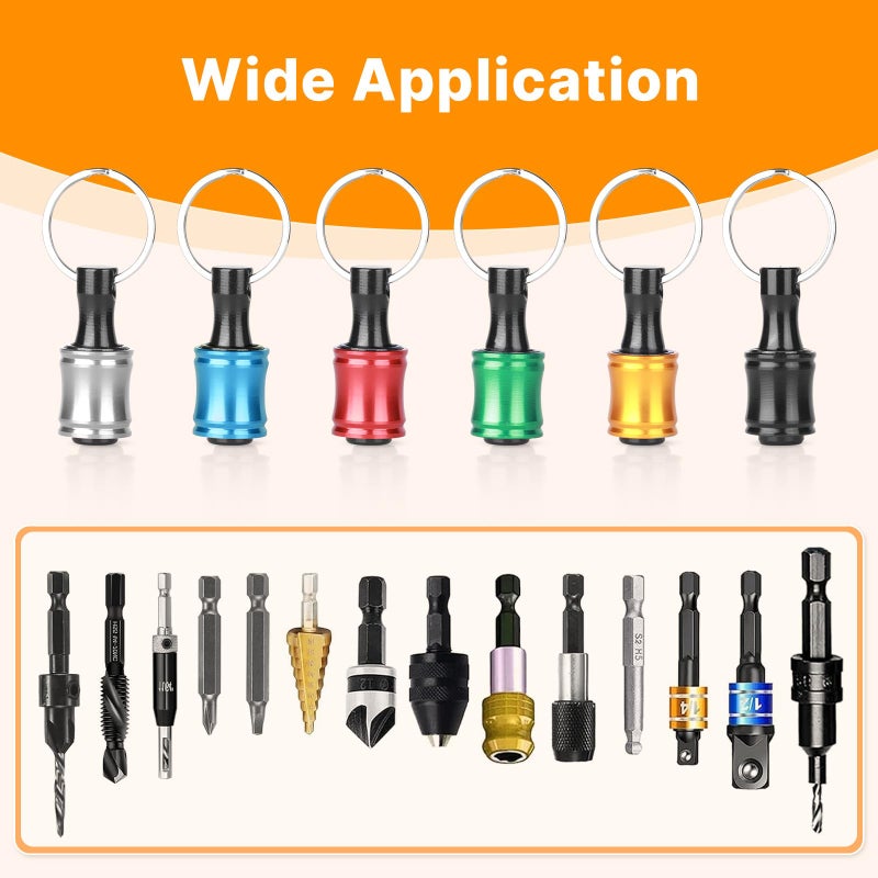 Sopclane 24PCS 1/4 Hex Shank Drill Bit Holder Keychain Extension Bar Quick Release Bit Holders for Impact Driver Drill Bit, Screwdriver Bit Holder, Aluminum Alloy, 3lbs Load Capacity - Image 5