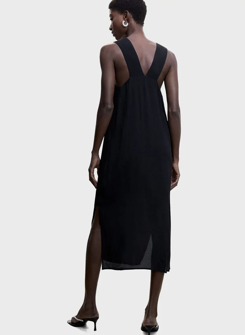mango side slit knit dress Knitted dress with side slit