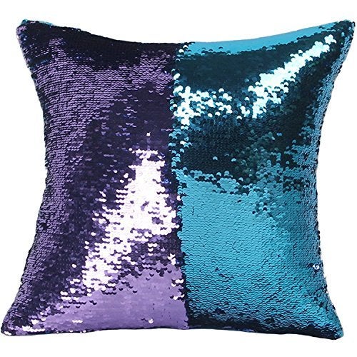MOCOFO Glitter Pillow 16X16 Set of 4 Reversible Sequins Pillow Cover Magic Mermaid Sequence Pillowcase Purple Couch Color Changing Decor Cushion Covers for Sofa - Image 4