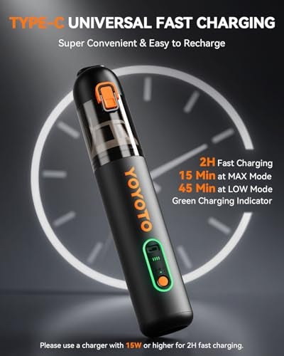 yoyoto Car Vacuum, Handheld Vacuum Cordless with 21000Pa Powerful Suction & 3 Modes, 4-in-1 Portable Hand Held Mini Vacuum Cleaner Rechargeable, Ultra Light for Car Home Office (Black) - Image 4