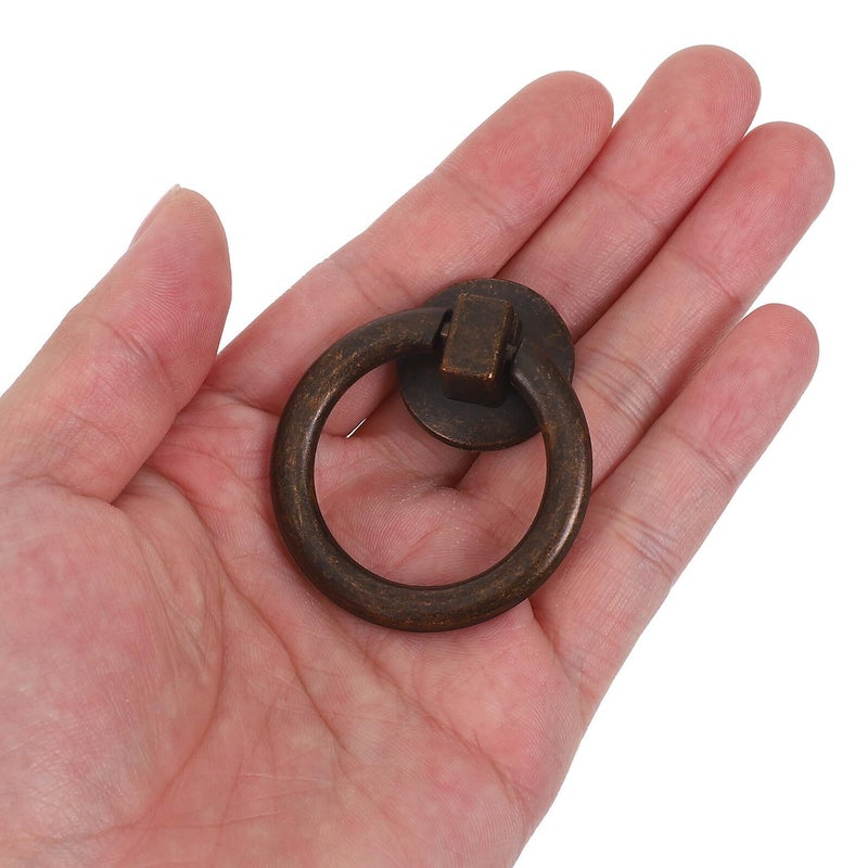 Antique Bronze Cabinet Handles 2pcs Vintage Ring Pulls 1 69 Inch Drawer Knobs - Image 5