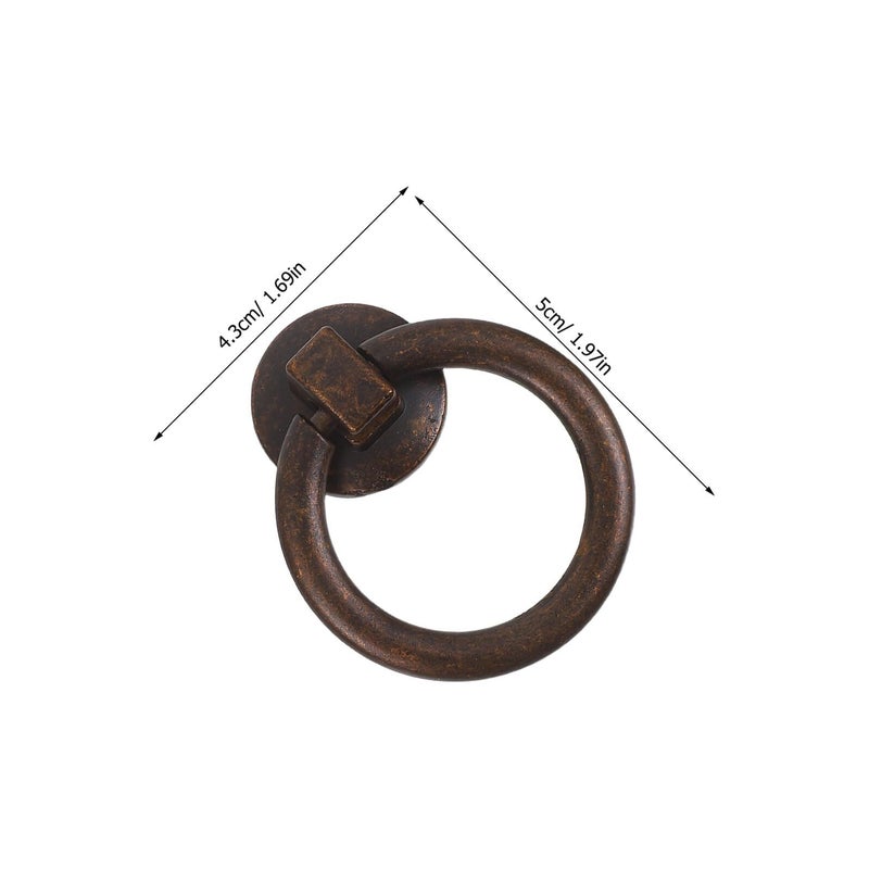 Antique Bronze Cabinet Handles 2pcs Vintage Ring Pulls 1 69 Inch Drawer Knobs - Image 3