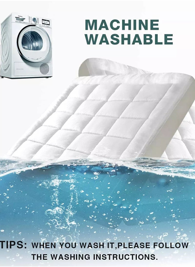 Mattress Topper Comfort Extra Thick with Piping and Highly Elastic Bands 1100 GSM Soft and Firm Microfiber Cooling Mattress Pad Cover for Back Pain Size 200x200cm