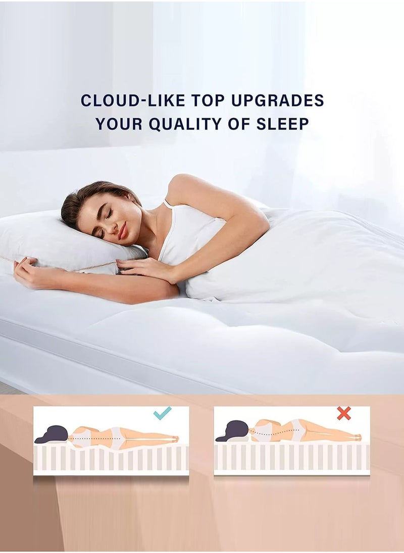 Arabest Mattress Topper Comfort Extra Thick with Piping and Highly Elastic Bands 1100 GSM Soft and Firm Microfiber Cooling Mattress Pad Cover for Back Pain Size 200x200cm  - Image 3