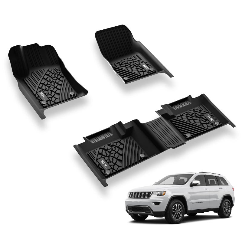 3W Floor Mats Compatible for Jeep Grand Cherokee 20132015 Non L TPE All Weather Custom Fit Floor Liner 1st and 2nd Row Full Set Car Mats Black