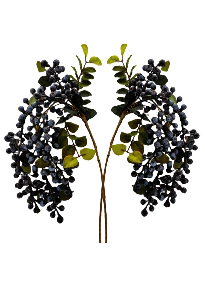 M2cbridge M2cbridge 2 Pcs Artificial Berries Plastic Foam Blueberry Christmas Picks Floral Arrangement 23 Tall Blue 