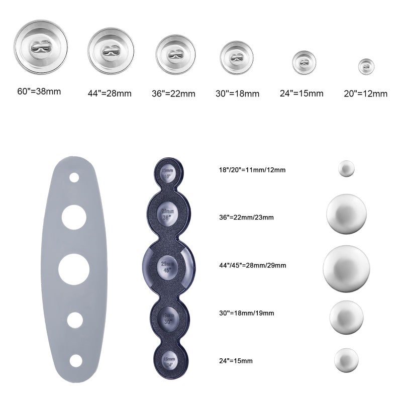 120 Pieces Button Covers, Self-Cover Button Kit with 6 Sizes Fabric Covered Buttons and 2 Installation Tools for Making Your Own Buttons for Crafts - Image 3