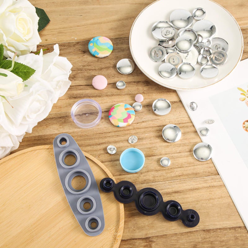 120 Pieces Button Covers, Self-Cover Button Kit with 6 Sizes Fabric Covered Buttons and 2 Installation Tools for Making Your Own Buttons for Crafts - Image 5