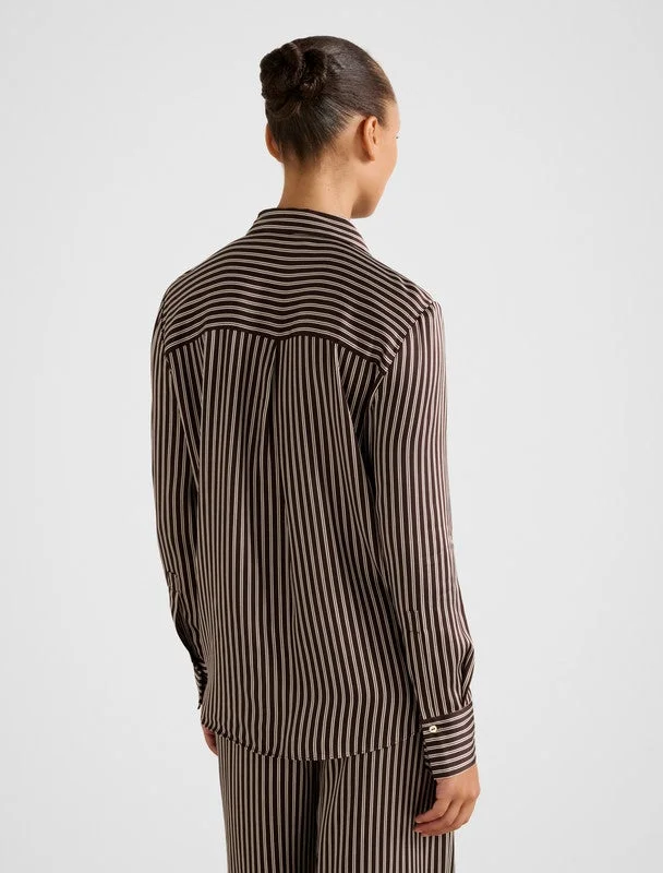 forever new  LYDIA Striped Oversized Satin Shirt for Women | Best Price UAE