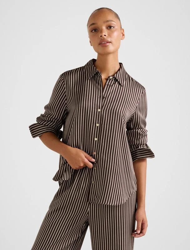 LYDIA Striped Oversized Satin Shirt