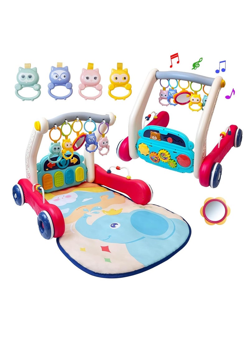 NNEWVANTE سجادة لعب للأطفال، عربة أطفال، مركز نشاط للأطفال مع موسيقى وضوء، سجادة وقت البطن، ألعاب دفع للأطفال، بيانو قابل للفك ورجّاجات للأطفال الرضع من الأولاد والبنات - Image 1