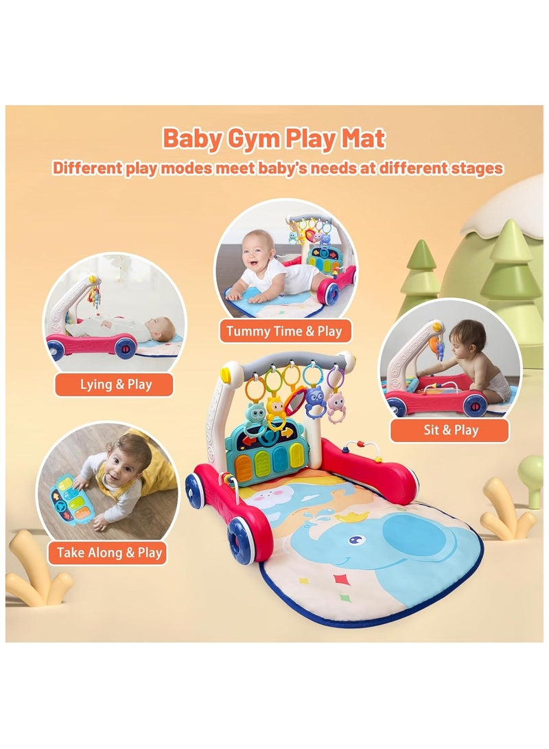 NNEWVANTE سجادة لعب للأطفال، عربة أطفال، مركز نشاط للأطفال مع موسيقى وضوء، سجادة وقت البطن، ألعاب دفع للأطفال، بيانو قابل للفك ورجّاجات للأطفال الرضع من الأولاد والبنات - Image 2