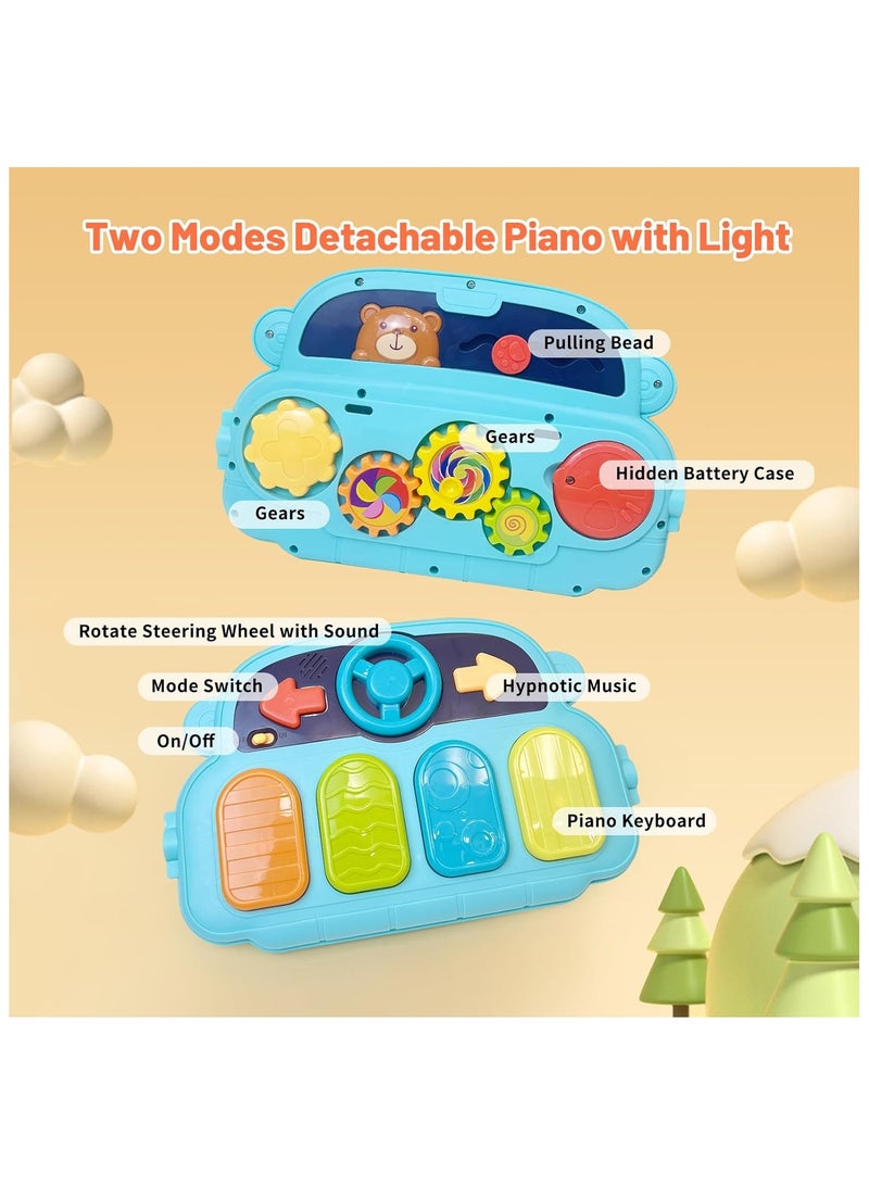 NNEWVANTE سجادة لعب للأطفال، عربة أطفال، مركز نشاط للأطفال مع موسيقى وضوء، سجادة وقت البطن، ألعاب دفع للأطفال، بيانو قابل للفك ورجّاجات للأطفال الرضع من الأولاد والبنات - Image 4