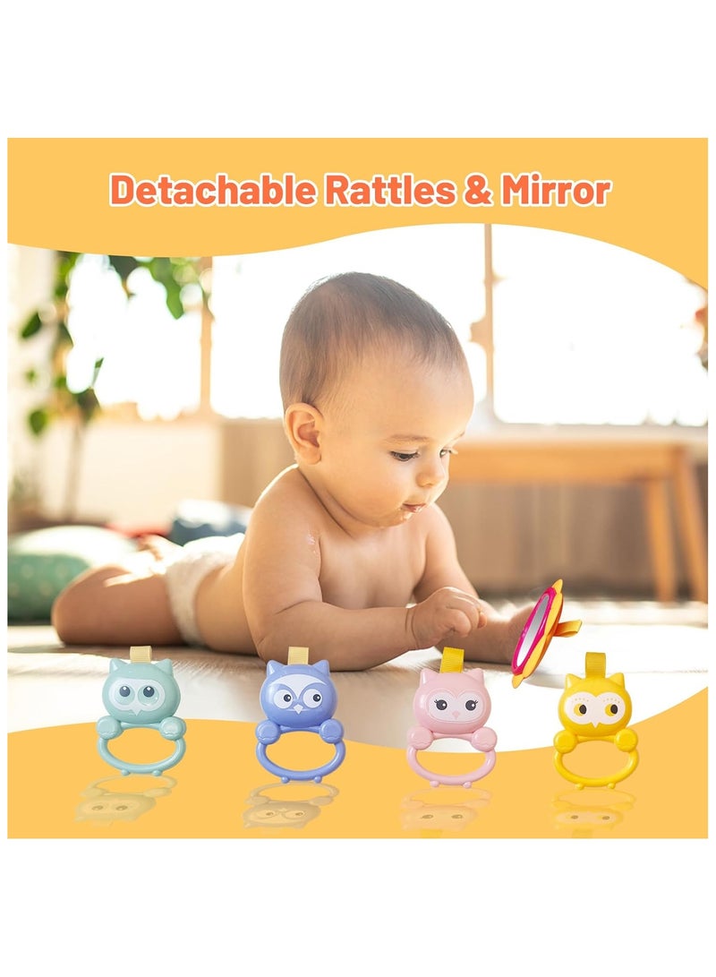 NNEWVANTE سجادة لعب للأطفال، عربة أطفال، مركز نشاط للأطفال مع موسيقى وضوء، سجادة وقت البطن، ألعاب دفع للأطفال، بيانو قابل للفك ورجّاجات للأطفال الرضع من الأولاد والبنات - Image 5