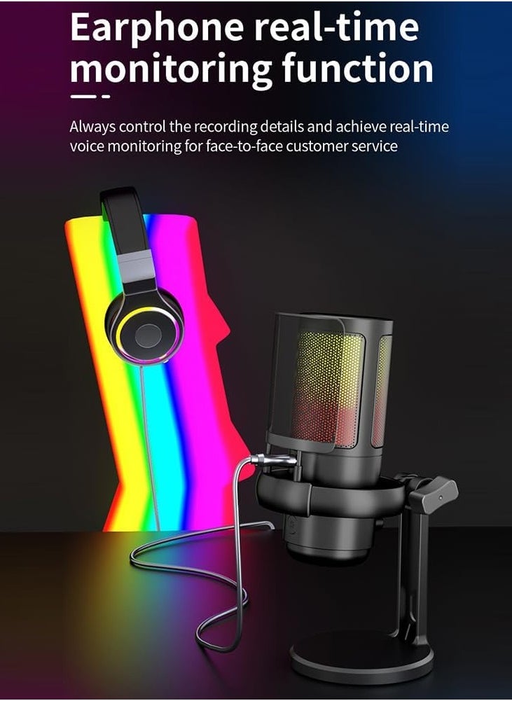 Digipace Gaming USB Microphone for Pc Ps5,Condenser Mic with Quick Mute,Rgb Indicator,Tripod Stand, Pop Filter,Shock Mount,Gain Control  - Image 3