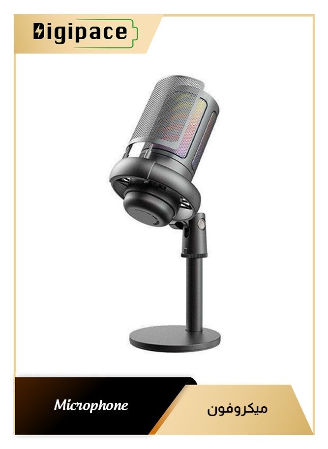 Digipace Gaming USB Microphone for Pc Ps5,Condenser Mic with Quick Mute,Rgb Indicator,Tripod Stand, Pop Filter,Shock Mount,Gain Control  - Image 1