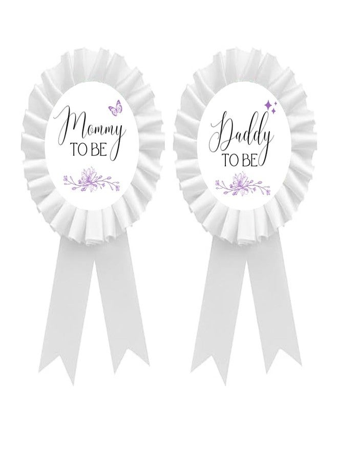 PATICARRY Purple Sage Theme Mom to Be & Daddy to Be Tinplate Badge Pins for Baby Shower Decorations Welcome Baby Girl or Boy, Baby Shower Button New Dad for Gender Reveals Party, Baby Celebration - Image 1