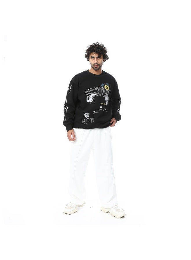 كوب سويت شيرت رجالي بياقة دائرية وطبعة أصلية - Image 3