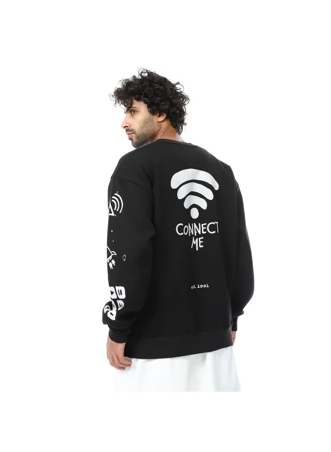 كوب سويت شيرت رجالي بياقة دائرية وطبعة أصلية