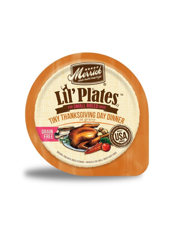 ميريك طعام كلاب طبيعي رطب خالٍ من الحبوب من Lil' Plates Premium للكلاب الصغيرة، وجبة عشاء صغيرة في عيد الشكر - (عبوة من 12 قطعة) عبوات سعة 3.5 أونصة - Image 1